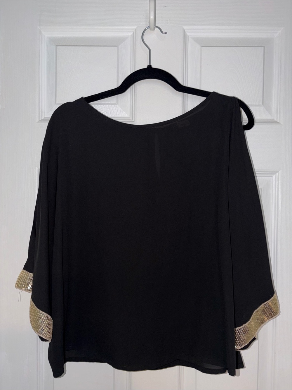 Black Women's Evening Blouse with Gold Trim